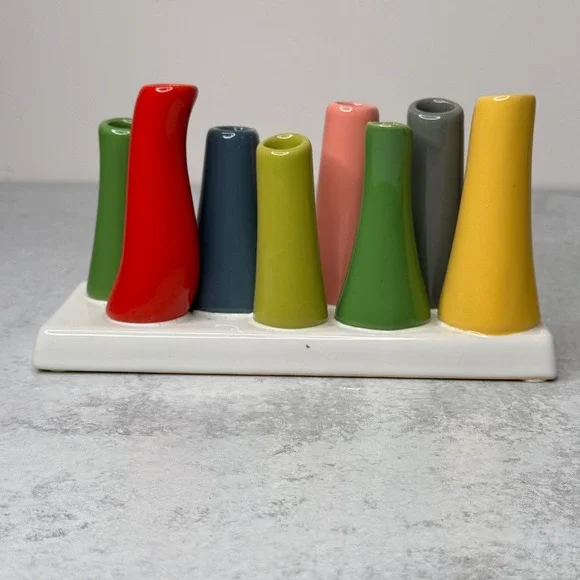 Chive Pooley Modern Colorful Ceramic Bud Vases Flower 8 Tube Arrangement Vase - Picture 5 of 11